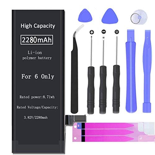 Battery for iPhone 6,Beso 2280mAh Battery Replacement Compatible with iPhone 6,High Capacity Li-Polymer Rechargeable Battery with Complete Repair Tool Kit Adhesive -(Only for 6)