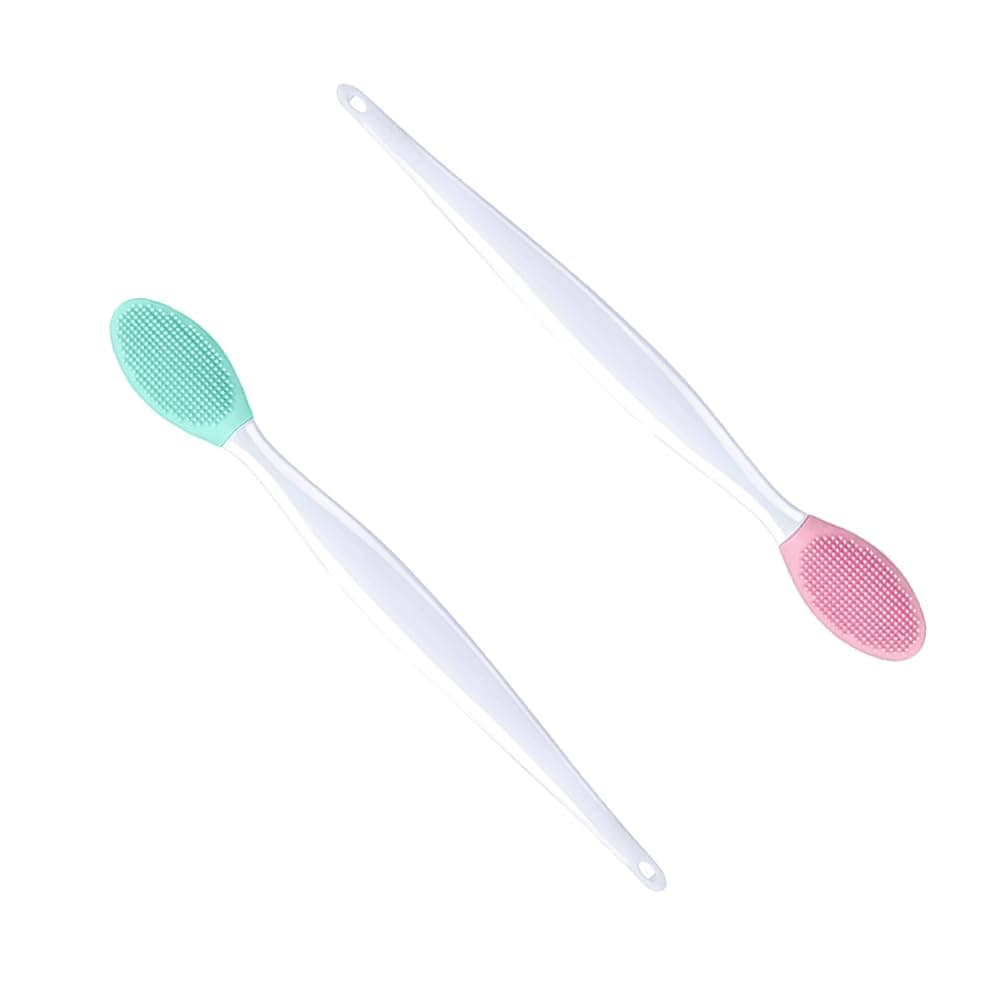 Silicone Exfoliating Lip Brush, 2 Pcs Double-sided Soft Lip Brush, Nose Blackhead Clean Lip Scrubber Tool, Double-Sided Lip Scrub Brushes