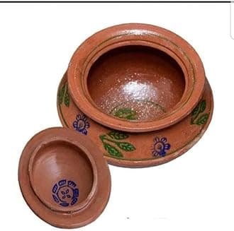 Clay Cooking Handi Pot Mitti Ki Handi Biryani Chicken Serving Pot Open Fire Gas Top with Lid (X-Small)