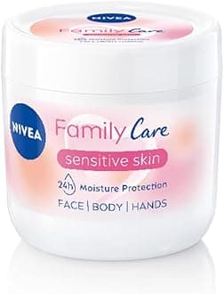 Almond, Family Care Sensitive Moisturising Cream, Body Cream for Dry Skin, Sensitive Skin Moisturiser with Natural Almond Oil, Suitable for the Whole Family, 450 ml (Pack of 1)