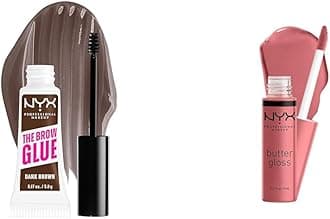 The Brow Glue Extreme Hold Tinted Eyebrow Gel Dark Brown & Butter Gloss Non-Sticky Lip Gloss Tiramisu