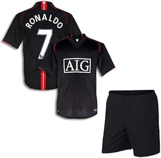 Ronaldo 7 Black Football Jersey with Set for Men & Kids