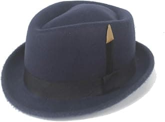 Hipster 2019 Fedora Hat Fashion Felt Wool Black Feather Ladies Hat Men's Panama Jazz Hat Gangster Hat (Color : Navy blue, Size : 56-58cm)