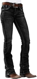 Women Bootcut Jeans 90s Mid Rise Straight Leg Stretchy Boot Cut Denim Pants Trendy