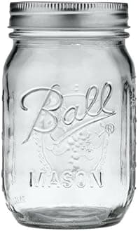 BallRegular Mouth Glass Mason Jars with Lids and Bands, Used for Canning (Pint, 16 Ounce (Pack of 6))