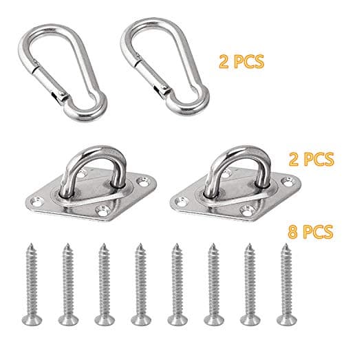 E EVERKING 1000 lb capacity Heavy Duty Hammock hanging kit Ultra Durable Hammock Hooks&Carabiners For Hammock Stand,Yoga&Brazilian Hammocks,Swing Chair,Multiple Indoor Outdoor Suspension Ceiling Hooks