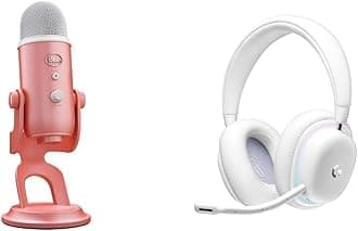 Logitech for Creators Blue Yeti USB Microphone PC, Mac, Gaming, Streaming, and Podcasting + G733 Lightspeed Wireless Gaming Headset with Suspension Headband, Lightsync RGB, PRO-G Audio - Pink Dawn