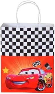 Prakruthi Pulp Art Gift Paper Bag Racing Cars theme for Kids Birthday Party, Baby Shower Presents, Return Gifts - 8"X10"X3" (WXHXG) - Pack of 10
