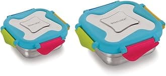 STEELLOCK Smart Stainless Steel Tiffin Lunch Box for Kids and Adults | Airtight & Leakproof | Square Tiffin Box for School & Office with Steel Lid | Romeo 250 ml & 360 ml 1 pc Each