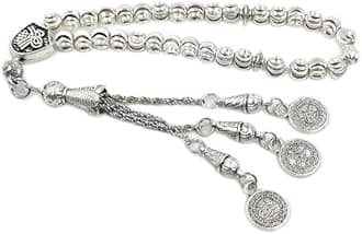 Silver Tasbih Muslim Prayer Beads Arabic Accessories on Hand Islamic misbaha 33beads Bracelet Small Size for Pocket (6mm x 45 Beads)