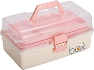 Kinsorcai12'' Three-Layer Clear Plastic Storage Box/Tool Box, Multipurpose Organizer and Portable Handled Storage Case for Art Craft and Cosmetic (White)