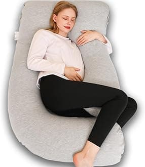 Chilling Home Pregnancy Pillow, J Shape Pregnancy Pillows for Sleeping, Body Pillow for Sleeping, Body Pillows for Adults, Maternity Pillow, with Jersry Removable Cover, Grey