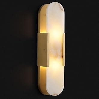 19.7" Natural Alabaster Wall Sconce Modern Brass Bedroom Bedside Marble Wall Lamp for Bathroom Indoor 7W LED Mirror Wall Light Vanity Light Fixtures Perfect for Hallway Living Room 3000K
