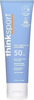 ThinkSport Sunscreen 50 SPF 89ml (3oz) - Safer Zinc Oxide Mineral Formulation - Ideal for all Sport and Outdoor Pursuits - Non-Toxic Ingredients