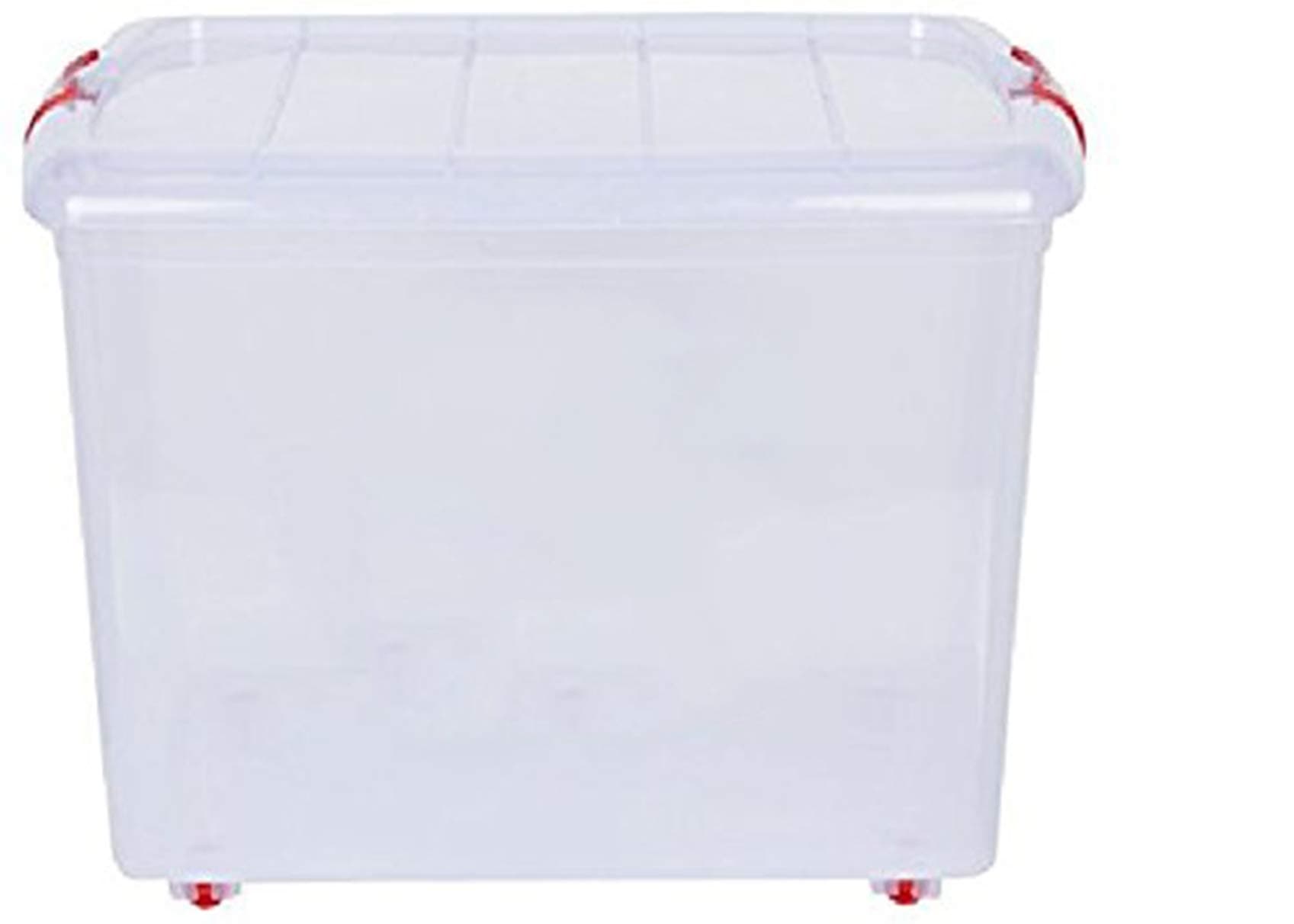 Plastic Rectangular Storage Box with Wheel and Lid - 25 liters Pack of 1, transparent