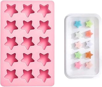 Cute Ice Cube Trays Silicone Chocolate Mold Wax Melt Molds Easy Release Ice Trays Non-Stick Chocolate Soap Pudding Jello Ice Cube Tray (Star)