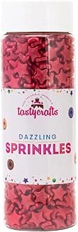 Tastycrafts Edible Star Shaped Sugar Sprinkles for Cake Decoration | Star Candy for Cake Decor | for Cake Decorations & Toppings | for Dessert, Cakes, Cupcakes, Waffles, Cookies (Red)