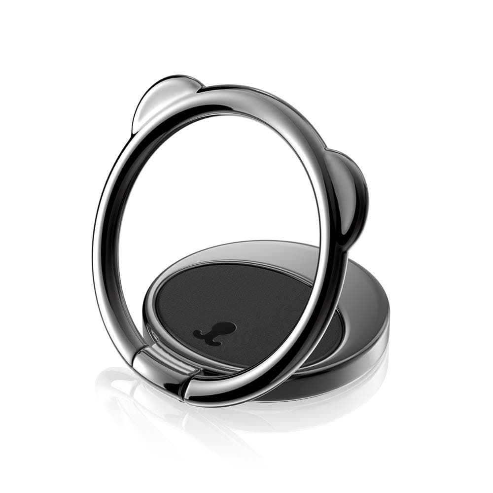aceyoon Bear Phone Ring Stand Holder 360 Degree Rotation Thin Universal Cute Smartphone Finger Grip Kickstand for Magnetic Car Mount Compatible for Phone Xs MAX, X, Xr, 8 Plus, 7 Plus, 6 Plus Black