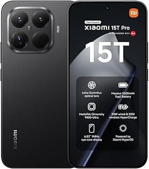 Xiaomi 15T Pro Black 12+1024GB, 6.83" 144Hz Eye-care Display, MediaTek Dimensity 9400+, 50MP Leica 5x Pro Telephoto, 5500mAh