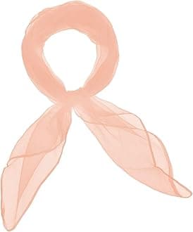 Basic Sense Square Scarf - Embossed Organza-Feel Sheer Necktie - 1950s 60s Retro Style Lightweight Headwrap for Women & Groups - 24 x 24 inches