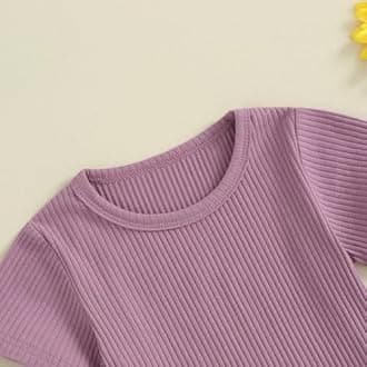 ZZLBUF Toddler Baby Girl Overalls Romper Outfit Kids Ruffle Sleeve Tops T-Shirt + Floral Suspender Pocket Shorts Clothes Set