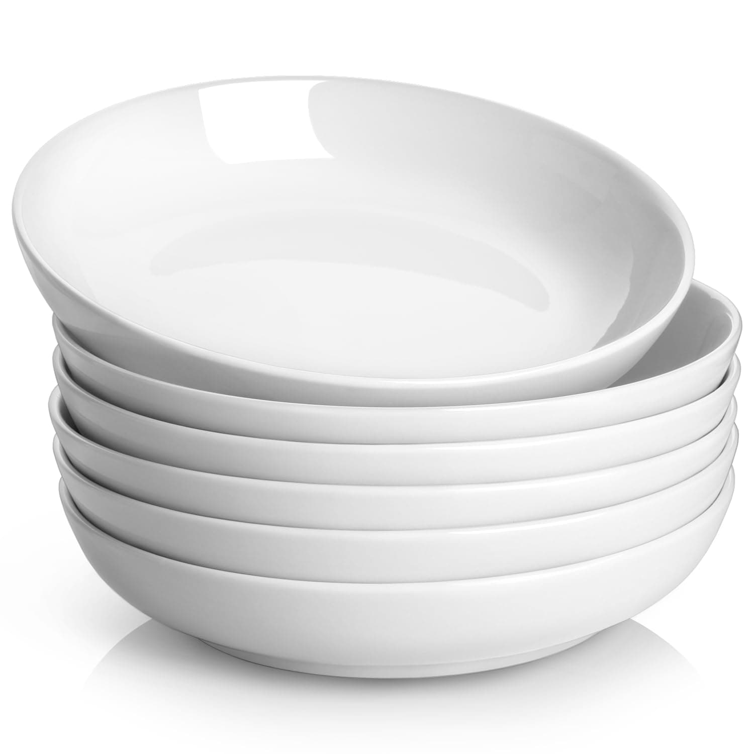Y YHY Pasta Bowls, 30oz Salad Bowls White Soup Bowls Large Pasta Serving Bowl Porcelain Pasta Plates Wide and Shallow Bowls Set of 6 Microwave Dishwasher Safe Valentines Day Gift