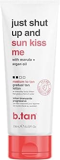 Medium Gradual Self Tanning Lotion | Just Shut Up and Sun Kiss Me Everyday Glow Lotion - Develop a Bronzed Glow, Infused With Marula + Argan Oil, Vegan, Cruelty & Paraben Free, 236ml