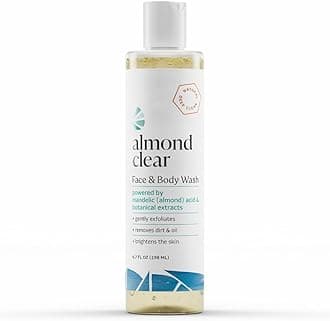 Almond Clear Face & Body Wash [6.7 Fl Oz] Skin Care for Acne and Folliculitis-Prone Skin - Gentle Everyday Exfoliating Cleanser with Mandelic Acid and Botanicals