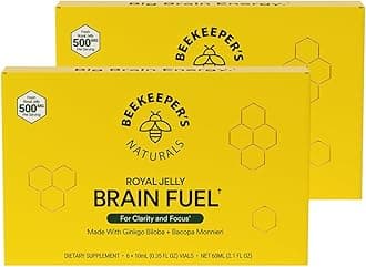 B.LXR Brain Fuel - Memory, Focus and Clarity Liquid Formula, Supports Productivity Royal Jelly, Ginkgo Biloba, Bacopa Monnieri Keto Friendly, Gluten & Caffeine-Free, 6 ct (2 Pack)