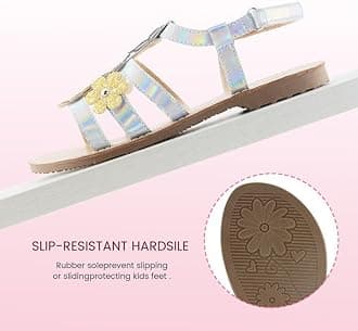 Girls Sandals Kids Strap Flat Sandals Open Toe Summer Flower Casual Sandals