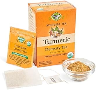 Herbal Cup Ayurveda Turmeric Tea, Organic Detoxify, No Caffeine Herbal Teas (Turmeric Detoxify, 16 Count (Pack of 6))