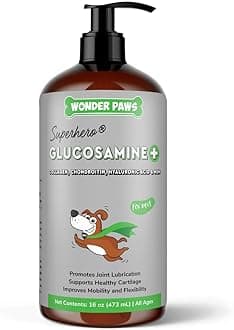WONDER PAWS Premium Liquid Glucosamine for Dogs Strength Joint Support, Flexibility, Cartilage & Mobility - Hip and Joint Supplement with Chondroitin, MSM, Collagen & Hyaluronic Acid (16 Oz)