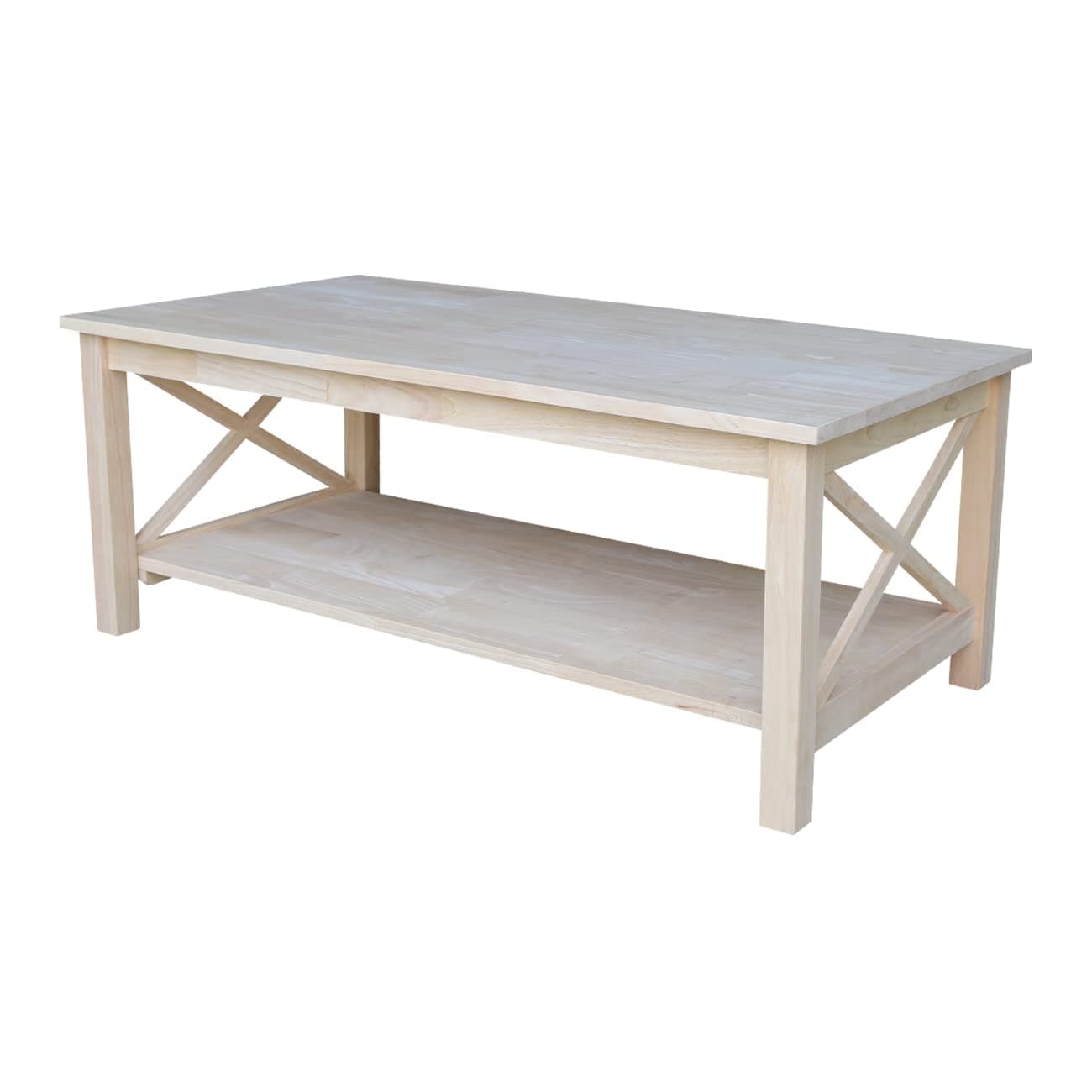 Hampton Solid Wood Coffee Table, Unfinished