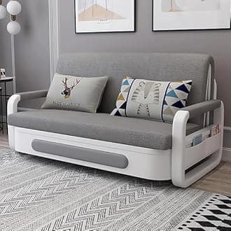 Poppins HOME Pull-Out Foldable Sofa Bed Double-Seat Multi-Functional soft Sofa, Modern Style Living Room and Bedroom comfortable Sofa Bed Chair (Gray, 1.28m)