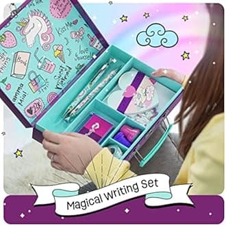 Unicorn Stationery Set for Kids - Unicorn Gifts for Girls Ages 6, 7, 8, 9, 10-12 Year Old - Stationary Letter Writing Kit - Best Girl Birthday Gift - Preteen Craft Toys, Christmas Presents