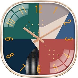STAR WORK Plastic Non Ticking Silent Quartz Clock For Living Room Stylish Bedroom Office|Mute And Quiet Analog Wall |Home Decorative Art Collection (Chex Square),12 Centimeters,3.81 CM,Multicolor