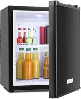 KLARSTEIN Mini Fridge for Bedrooms, Food, Drinks, Beer & Skincare Cooler with Interior Lighting, 23L Table Top Fridge w/Adjustable Shelves, Quiet & Small Fridge For Home & Office [Energy Class G]