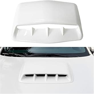Car Hood Vents, Vehicle Scoop Turbo Bonnet Hood Air Flow Intake Cover, Automotive Exterior Decorative Engine Cooling Intake Vent Trim Accessories, Universal for SUV RV Truck (White)
