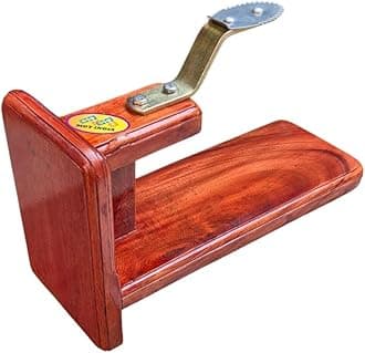Tabletop Polished Wood Coconut Scraper Grater Thengai Thuruvi Chirava (Mahogany, Stainless Steel)