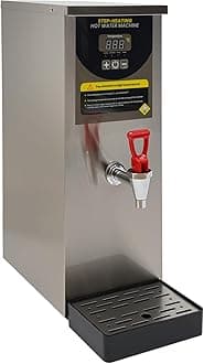 Electric Water Boiler Stainless Steel Water Boiler Step-Heating Commercial Hot Water Dispenser Digital Display Temperature Adjustable 2000W for Home Restaurant Office (8L Silver)