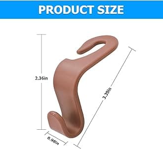4PCS Car Back Seat Headrest Hooks, Rear Car Seat Storage Headrest Hanger Holder Hooks Organizer, Universal Auto Interior Accessories for Bag Purse Handbag Cloth Coats Grocery (Brown)