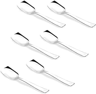 Parage 6 Pieces Stainless Steel Ice Cream Spoons, Silverware Spoon Set, Dinner Spoon Length 13.5cm, Food Grade Silverware for Home & Kitchen, Durable Stylish, 6 Dessert Spoons