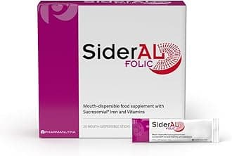 SiderAL Folic Iron Supplement for Women, Reduces fatigue, Pregnancy, Iron Deficiency, More Energy, Gentle on Stomach, Folic Acid, Vitamins C, D, B6, B12, Non-Constipating, Rapid Absorption, 20 Sachets