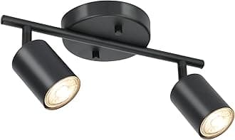 BoostArea LED 2 Light Track Lighting Kit, Black 2 Way Ceiling Spot Lighting, Flexibly Rotatable Light Head for Kitchen, Living Room, Bedroom, GU10 Bulb Not Included