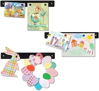 AAiphuwew 3pcs Magnetic Art Display Bar for Kids Artwork, Picture Hanging Display Kids Art for Wall, Display Children's Drawings and Photos (Black)