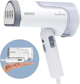 Inalsa Garment Steamer 1250 Watts Steam Iron For Clothes-Vertical & Horizontal roning|Compact & Foldable|Quick Heat Up To 22G/Min, Kills 99.9%*Bacteria|Steamer For Clothes(White/Grey)-Travel Pro