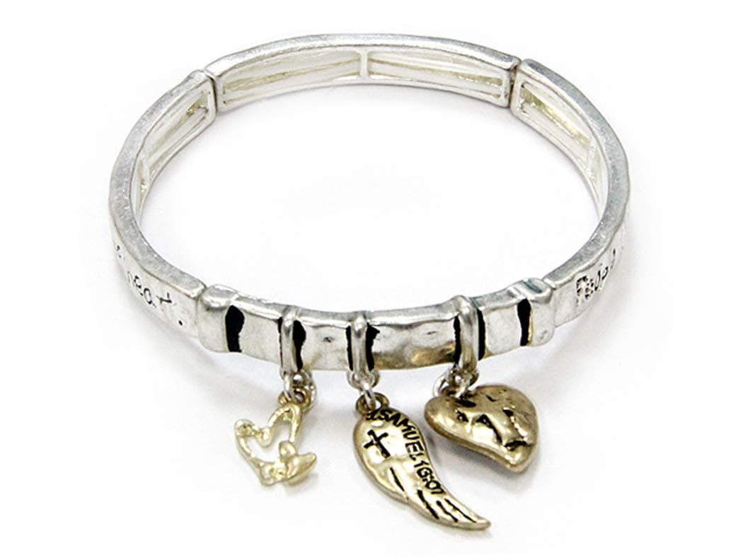 4031099 Scripture Prayer Stretch Bracelets Charms Samuel 16:7 God Looks at the Heart