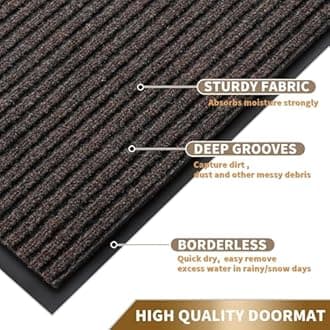 Yimobra Front Door Mat Outdoor Indoor Entrance, 100% Waterproof All-Season All Weather Doormat, Welcome Matt Outside Entry, Non Slip, Low Profile, Heavy Duty Patio Porch Floor Mat,29.5 x 17, Brown