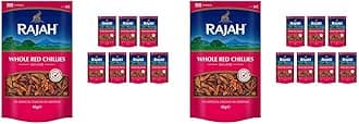RAJAH TASTE OF HOME SINCE 1931 Rajah Spices Whole Red Chillies | Red Chilli | Hot Whole Chilli | Dried Chillies | Marchu | Mirch | Lonka | Vattal | (10x40g) (Pack of 2)