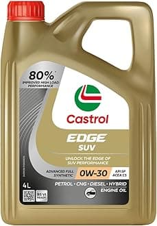 Castrol EDGE SUV 0W-30 Advanced Full Synthetic Engine Oil | Power Boost Technology | G80% Improved Performance| For Petrol, Diesel, CNG & Hybrid Cars | 4L